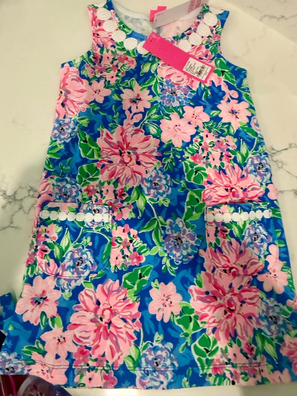 Lilly Pulitzer Blue Pink Green Floral Tank Dress XS (2-3) NWT
